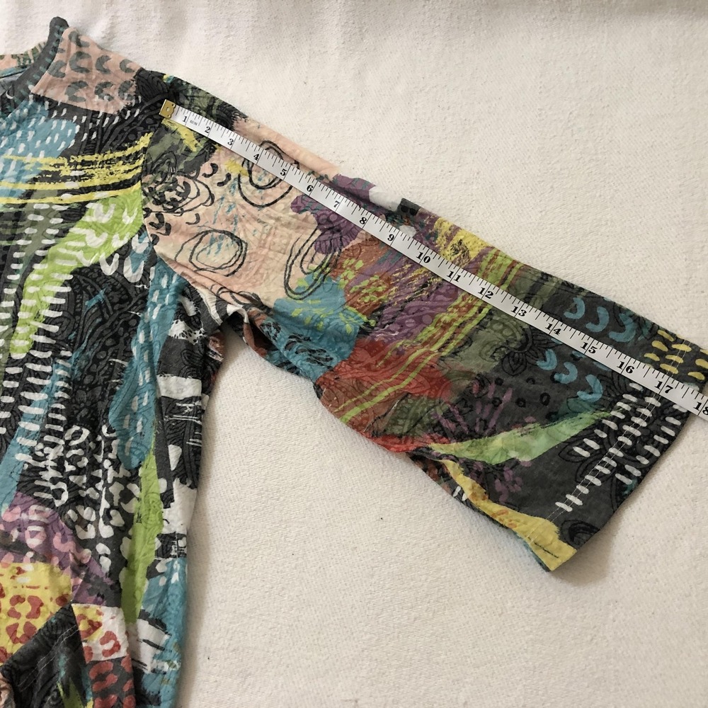 Ali Miles Shirt Womens 1X Multicolor Abstract Art Print Tunic 3/4 Sleeve Top - Picture 10 of 10